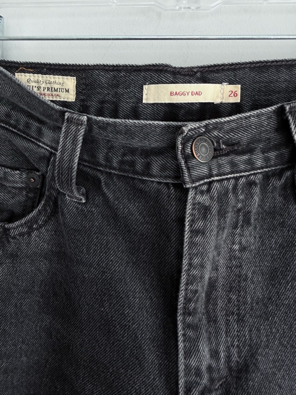 Levi's Premium BAGGY DAD WOMEN'S JEANS Size 26 Boot Barn Washed Black Gray - Picture 8 of 16